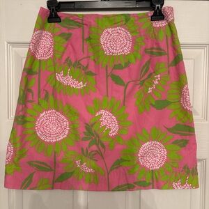Lilly Pulitzer Pink and Green Floral A-Line Skirt
